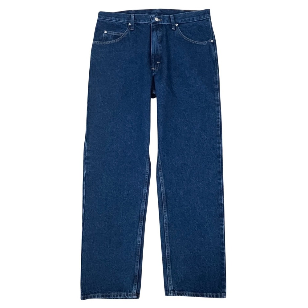 NWT Wrangler Mens Jeans 36x32 Blue Relaxed Fit Straight Five Star Premium Denim